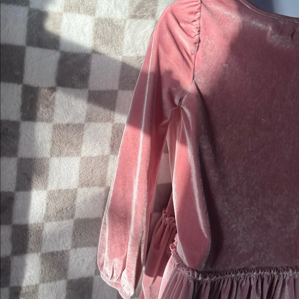 Tucker + Tate Kids Blush Velvet Long Sleeve Dress size 7